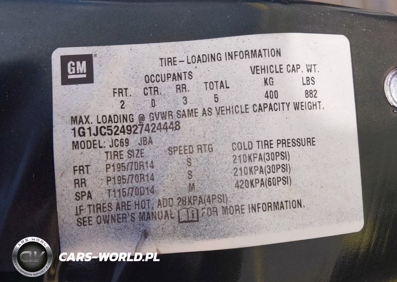 2002 Chevrolet Cavalier VIN:1G1JC524927424448 - 9