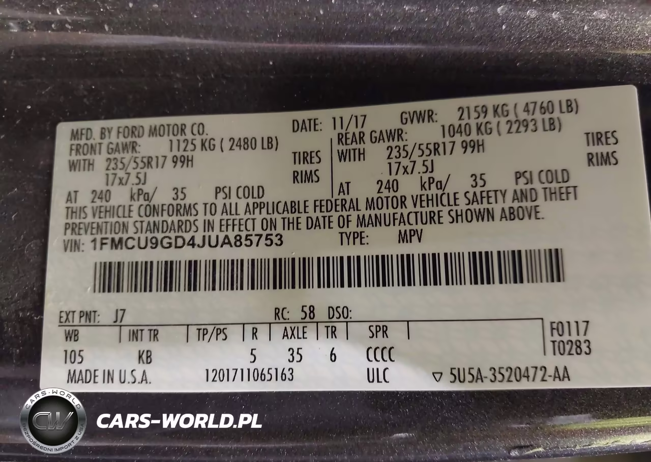 2018 Ford Escape Se VIN:1FMCU9GD4JUA85753 - 9