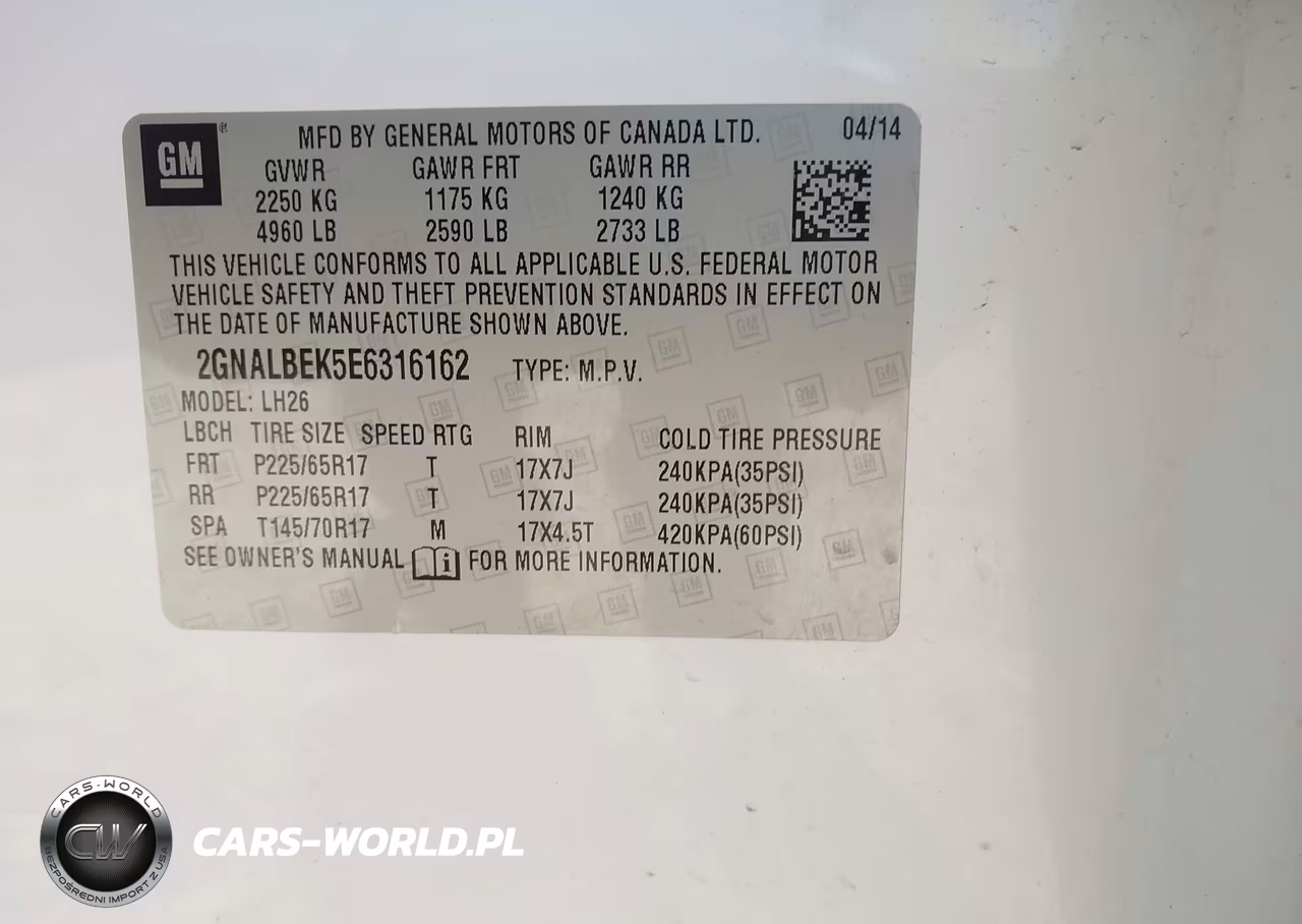 2014 Chevrolet Equinox 1Lt VIN:2GNALBEK5E6316162 - 9