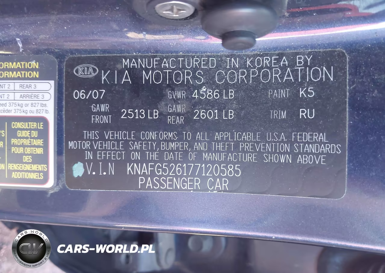 2007 Kia Rondo Lx V6 VIN:KNAFG526177120585 - 9