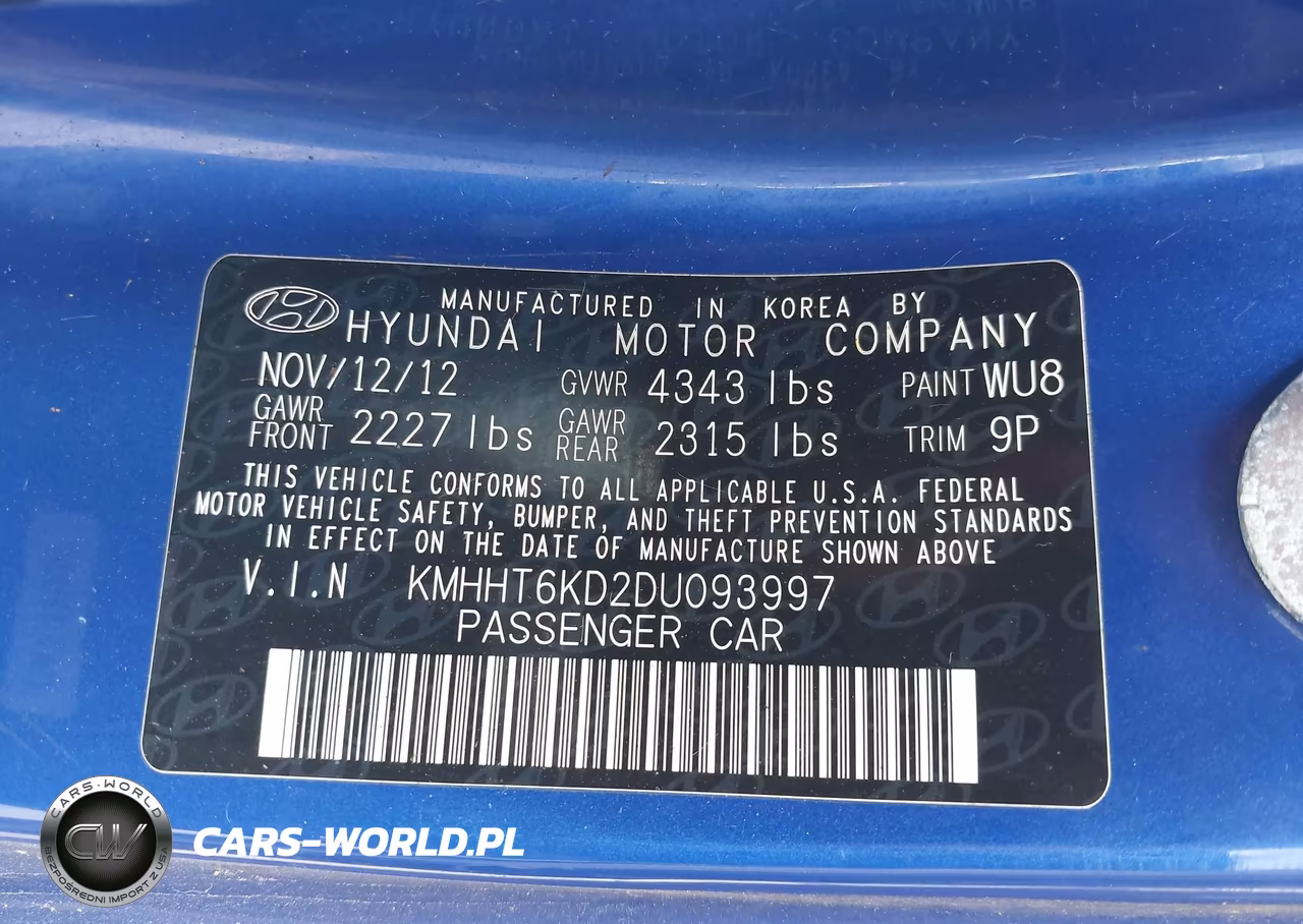 2013 Hyundai Genesis 2.0T VIN:KMHHT6KD2DU093997 - 9