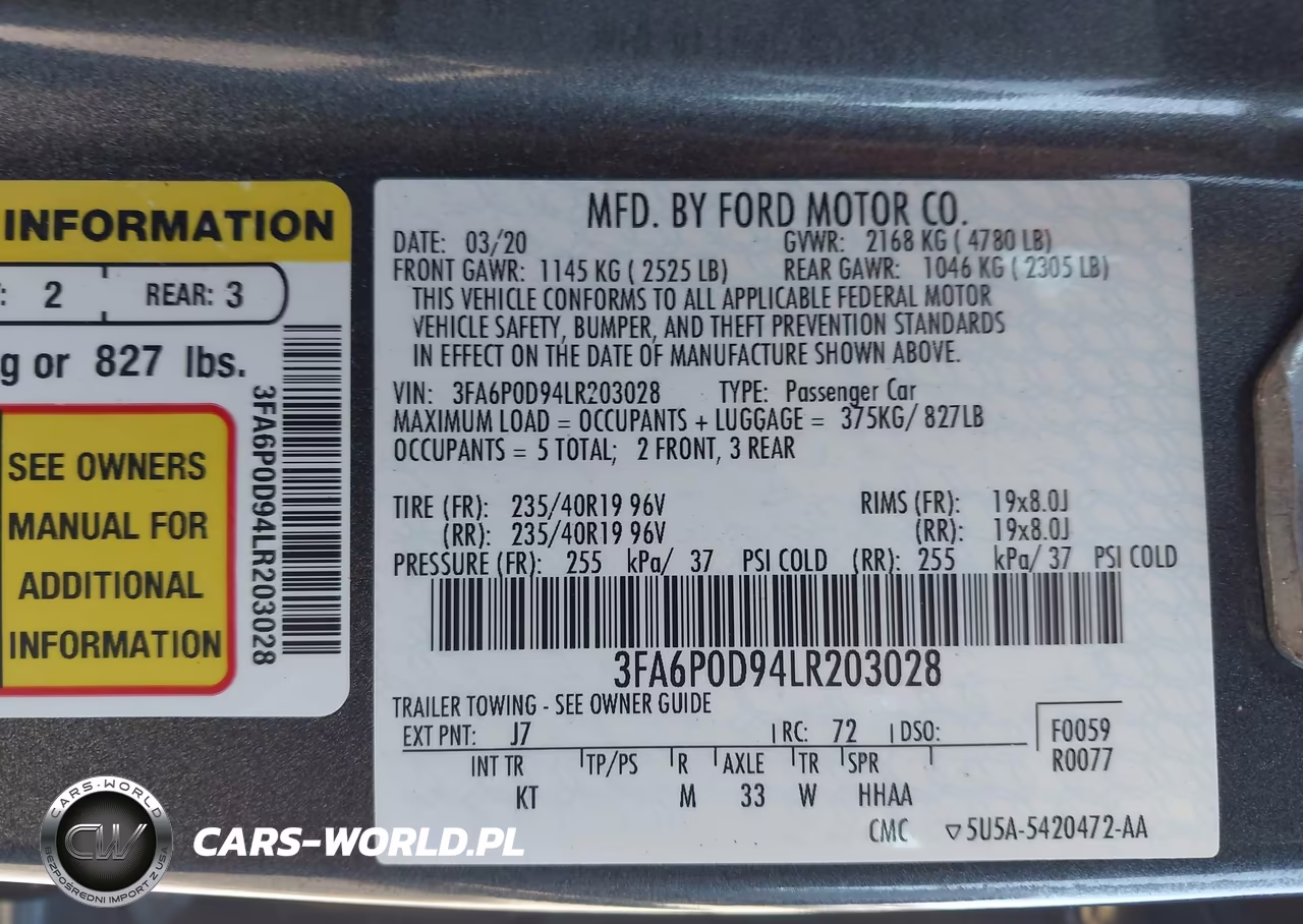 2020 Ford Fusion Titanium VIN:3FA6P0D94LR203028 - 9
