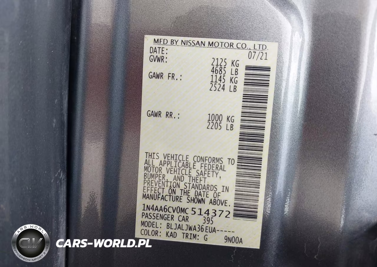 2021 Nissan Maxima Sv Xtronic Cvt VIN:1N4AA6CV0MC514372 - 9