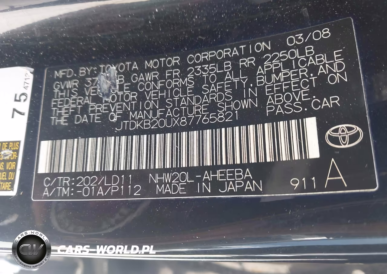 2008 Toyota Prius VIN:JTDKB20UX87765821 - 9