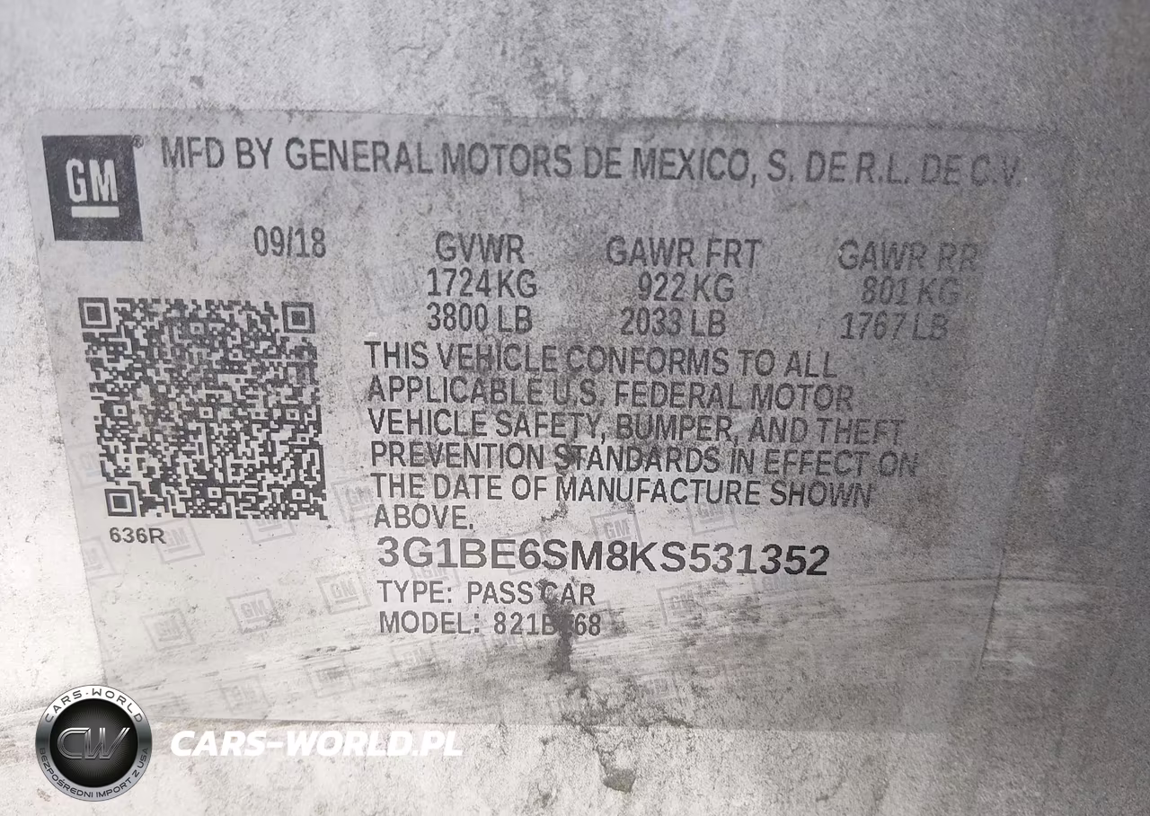 2019 Chevrolet Cruze Lt VIN:3G1BE6SM8KS531352 - 9