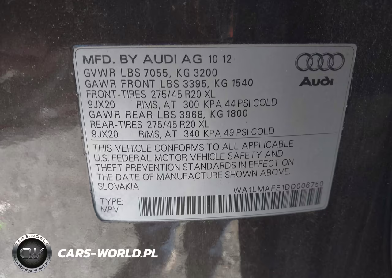 2013 Audi Q7 3.0 Tdi Premium VIN:WA1LMAFE1DD006750 - 9