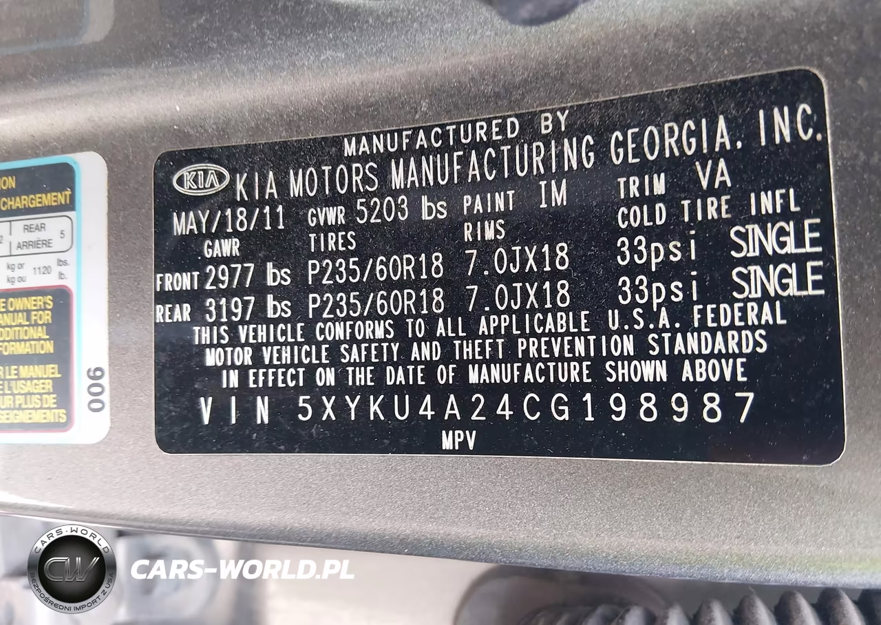 2012 Kia Sorento Ex V6 VIN:5XYKU4A24CG198987 - 9