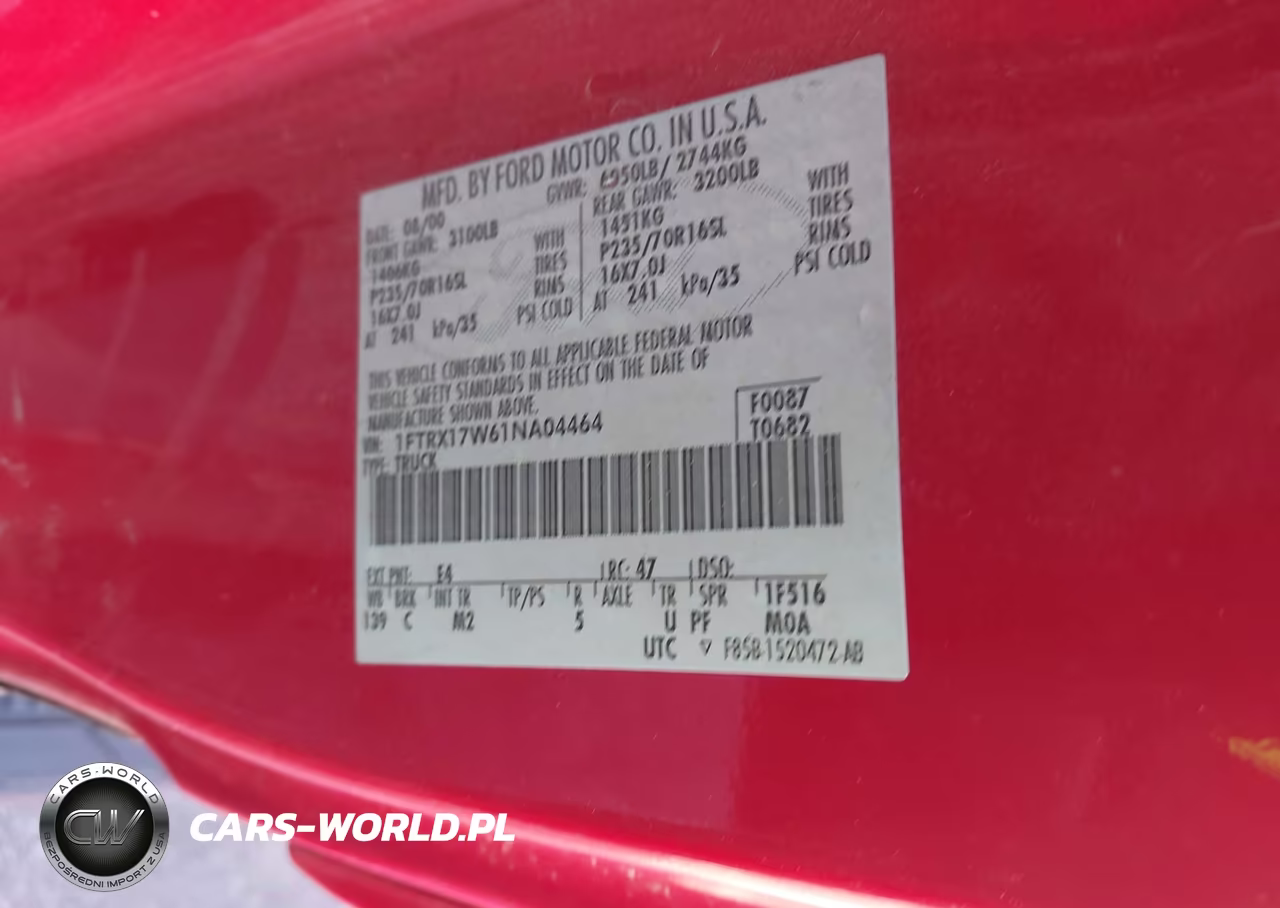 2001 Ford F-150 Lariat-Xl-Xlt VIN:1FTRX17W61NA04464 - 9