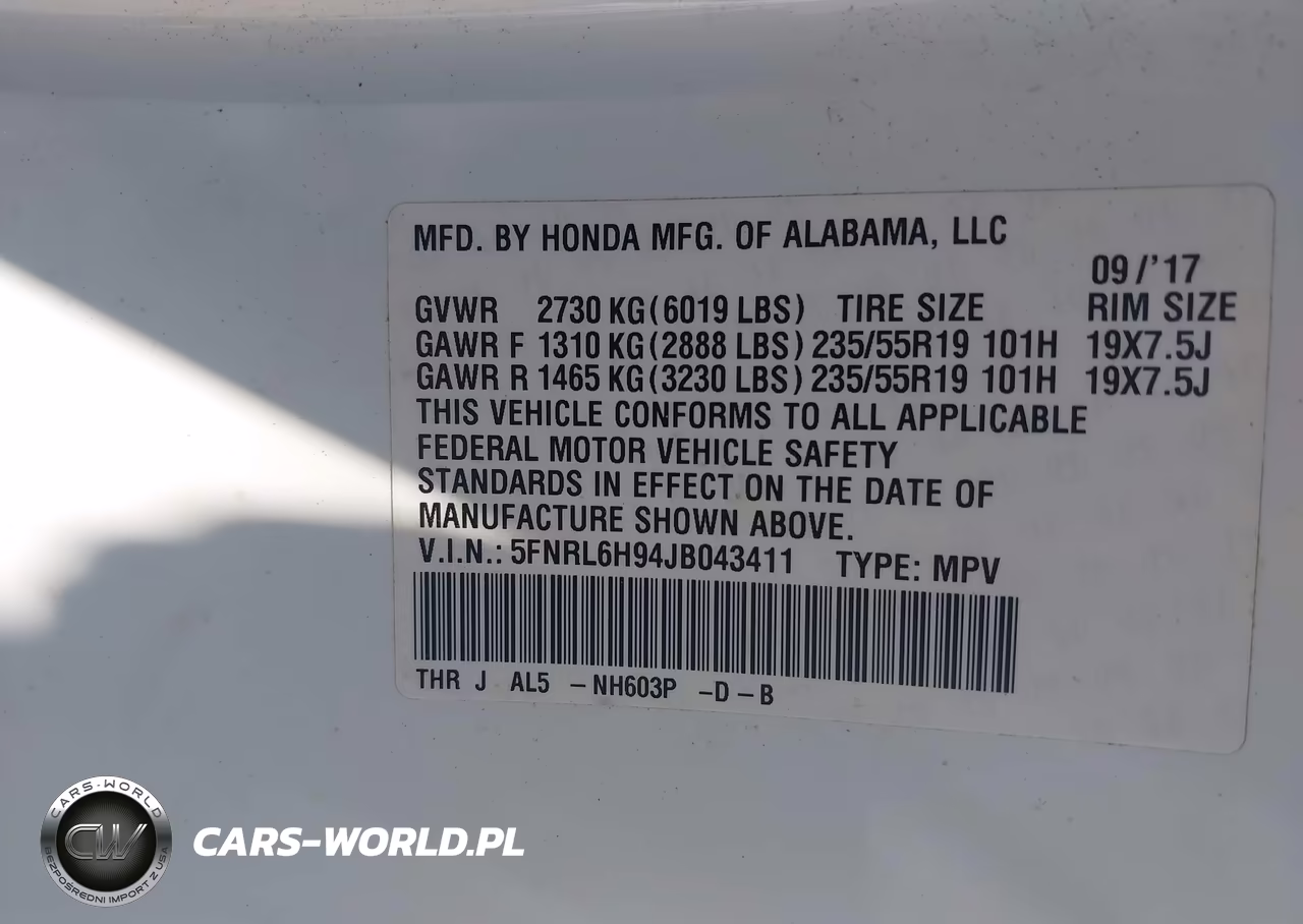 2018 Honda Odyssey Elite VIN:5FNRL6H94JB043411 - 9