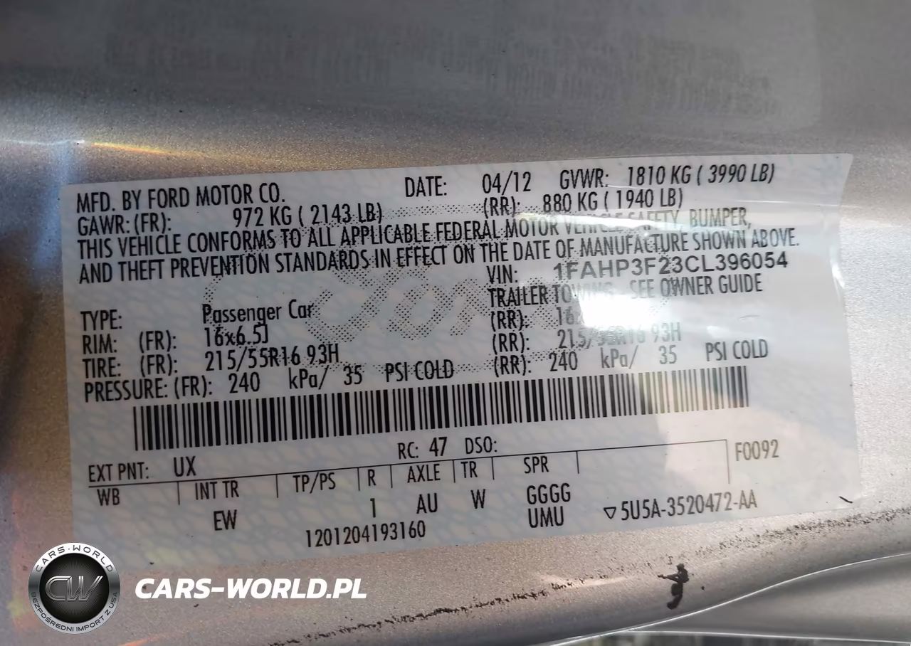 2012 Ford Focus Se VIN:1FAHP3F23CL396054 - 9