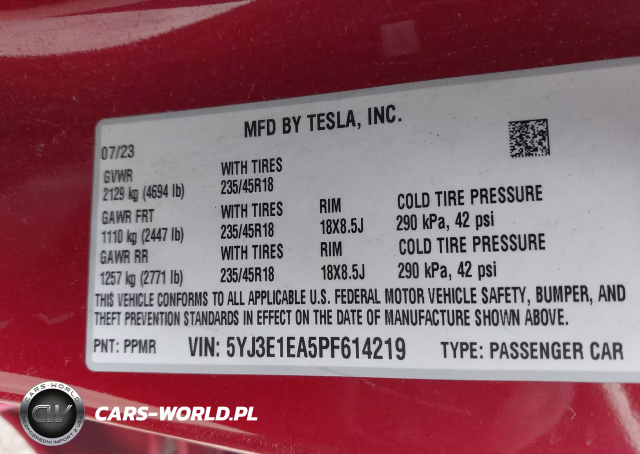 2023 Tesla Model 3 Rear-Wheel Drive VIN:5YJ3E1EA5PF614219 - 9