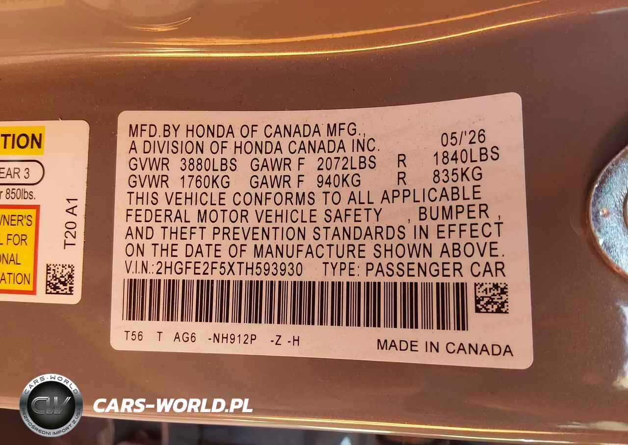 2026 Honda Civic Sport VIN:2HGFE2F5XTH593930 - 9