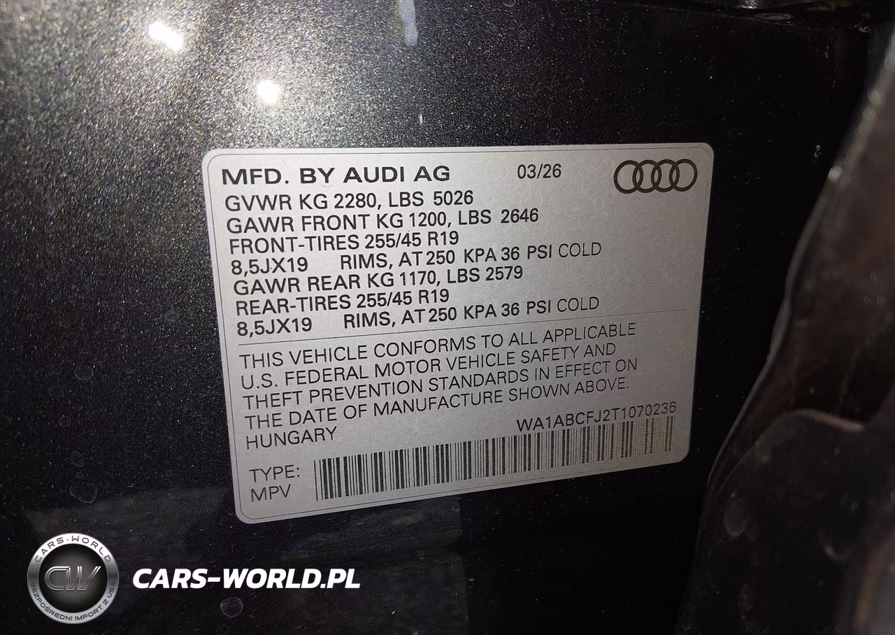 2026 Audi Q3 Tfsi Quattro S Tronic VIN:WA1ABCFJ2T1070236 - 9
