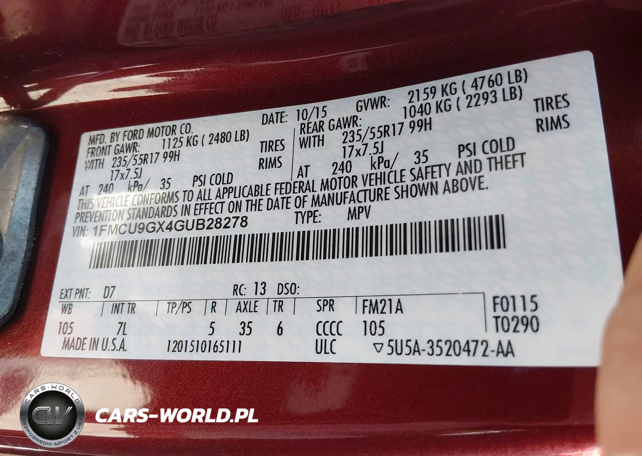 2016 Ford Escape Se VIN:1FMCU9GX4GUB28278 - 9