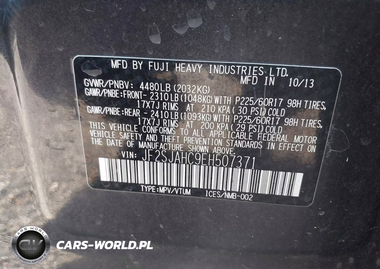 2014 Subaru Forester 2.5I Limited VIN:JF2SJAHC9EH507371 - 9