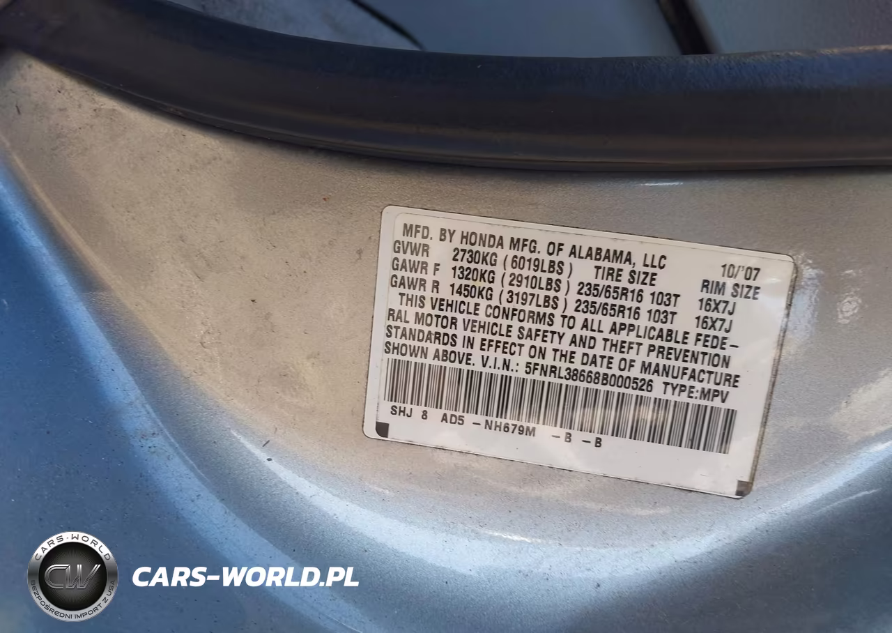 2008 Honda Odyssey Ex-L VIN:5FNRL38668B000526 - 9
