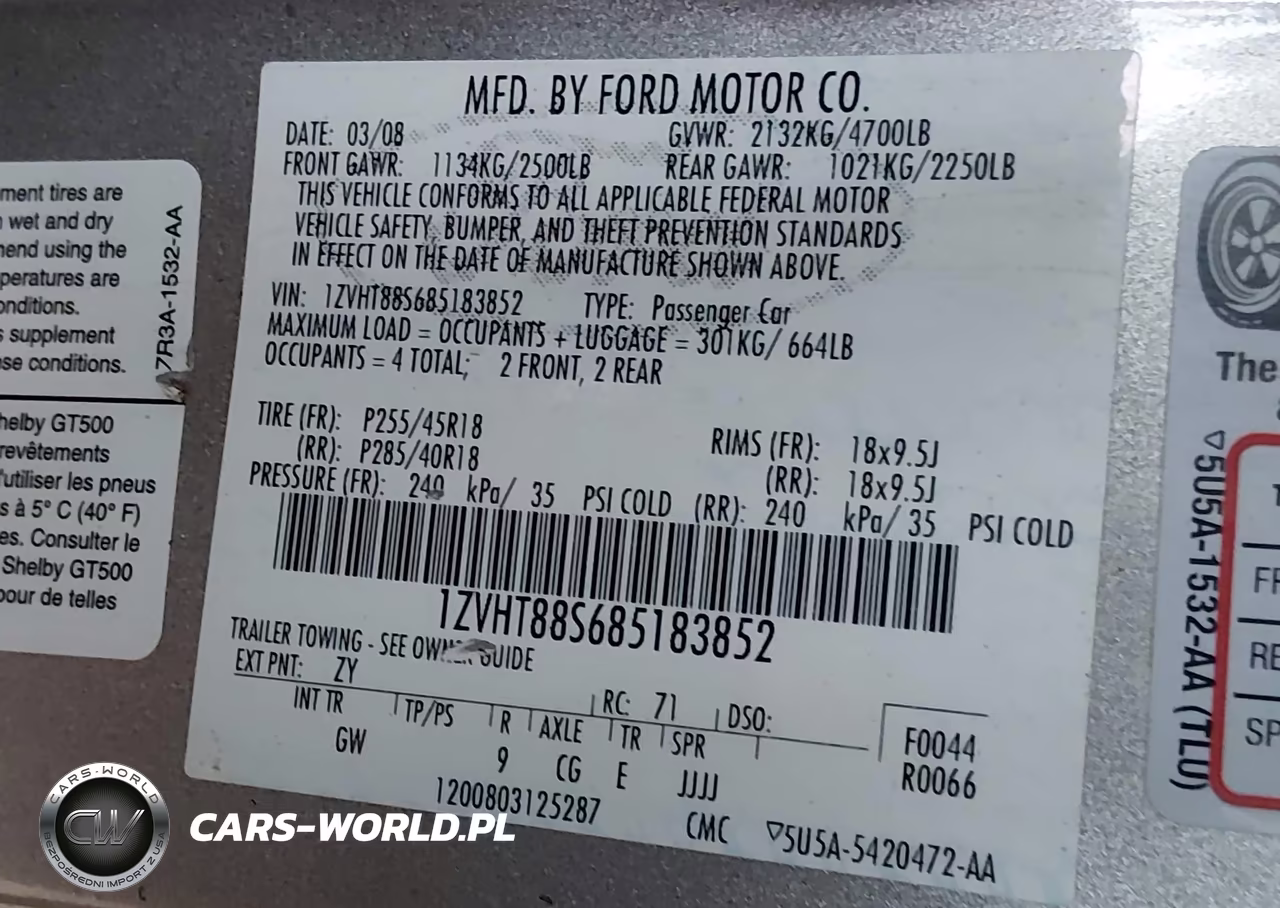 2008 Ford Shelby Gt500 VIN:1ZVHT88S685183852 - 9