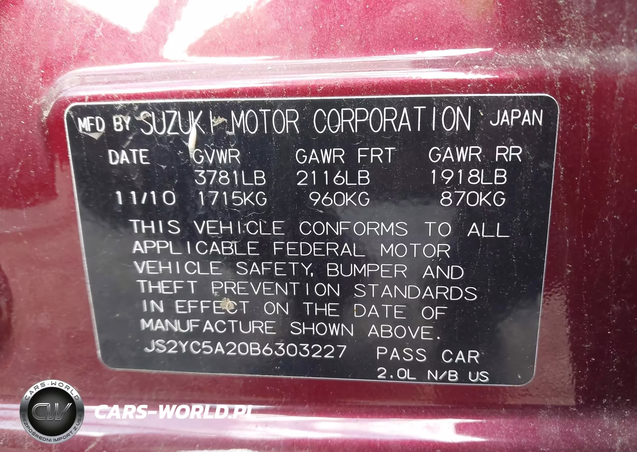 2011 Suzuki Sx4 Le-Le Anniversary Edition VIN:JS2YC5A20B6303227 - 9