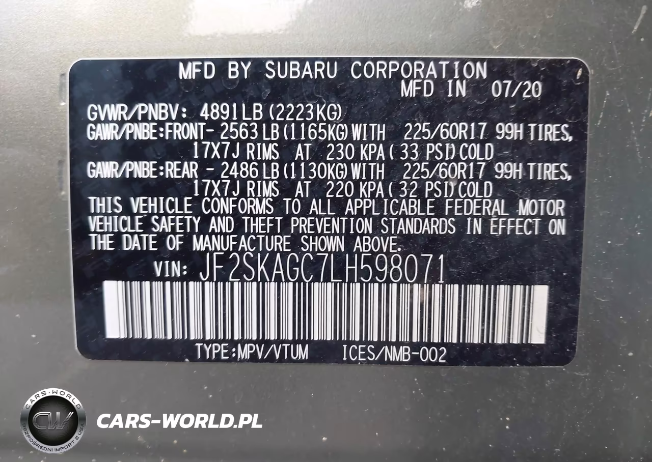 2020 Subaru Forester Premium VIN:JF2SKAGC7LH598071 - 9