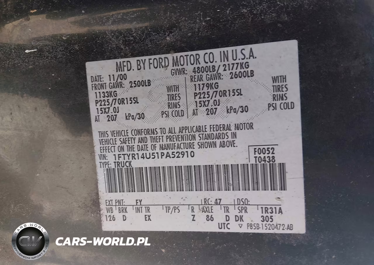 2001 Ford Ranger Edge-Xl-Xlt VIN:1FTYR14U51PA52910 - 9