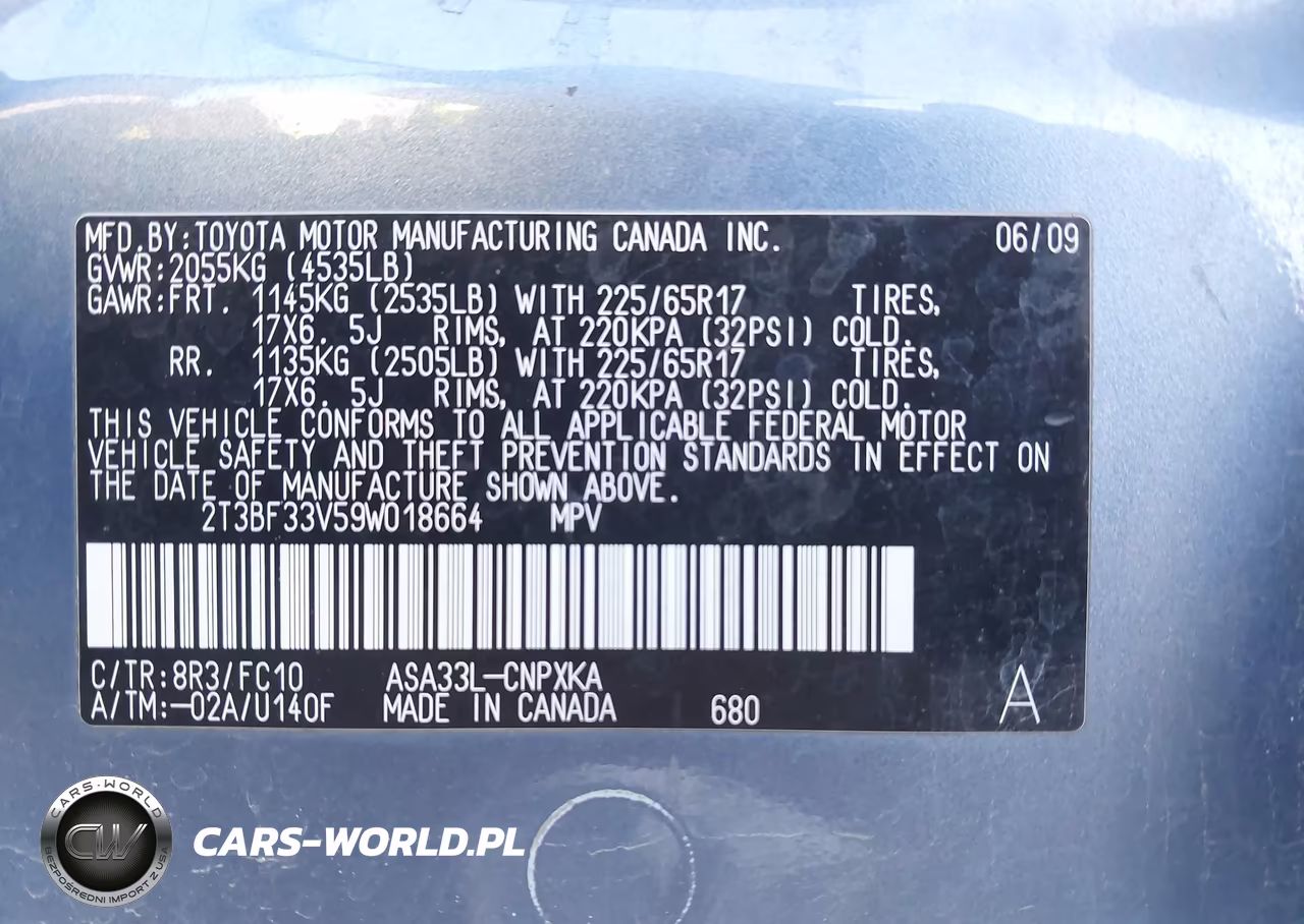 2009 Toyota Rav4 VIN:2T3BF33V59W018664 - 9