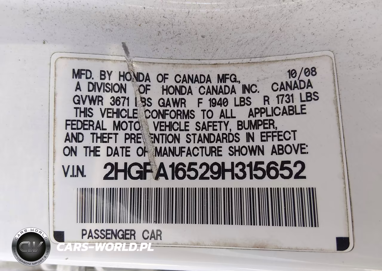 2009 Honda Civic Lx VIN:2HGFA16529H315652 - 9