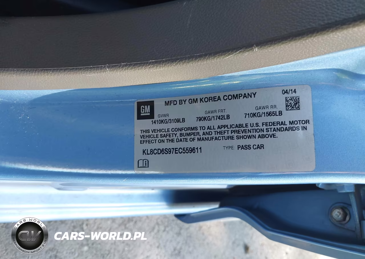 2014 Chevrolet Spark 1Lt Auto VIN:KL8CD6S97EC559611 - 9
