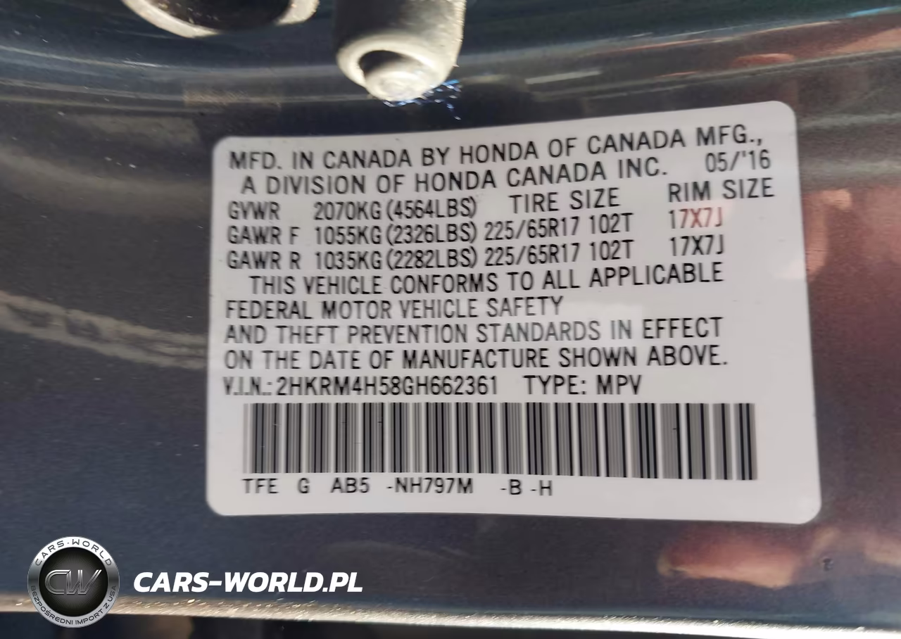 2016 Honda Cr-V Ex VIN:2HKRM4H58GH662361 - 9