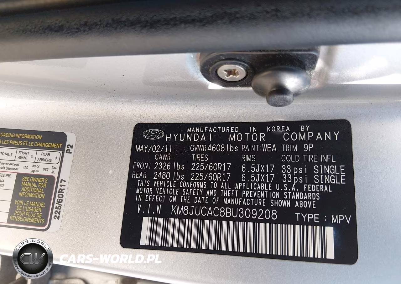 2011 Hyundai Tucson Gls VIN:KM8JUCAC8BU309208 - 9