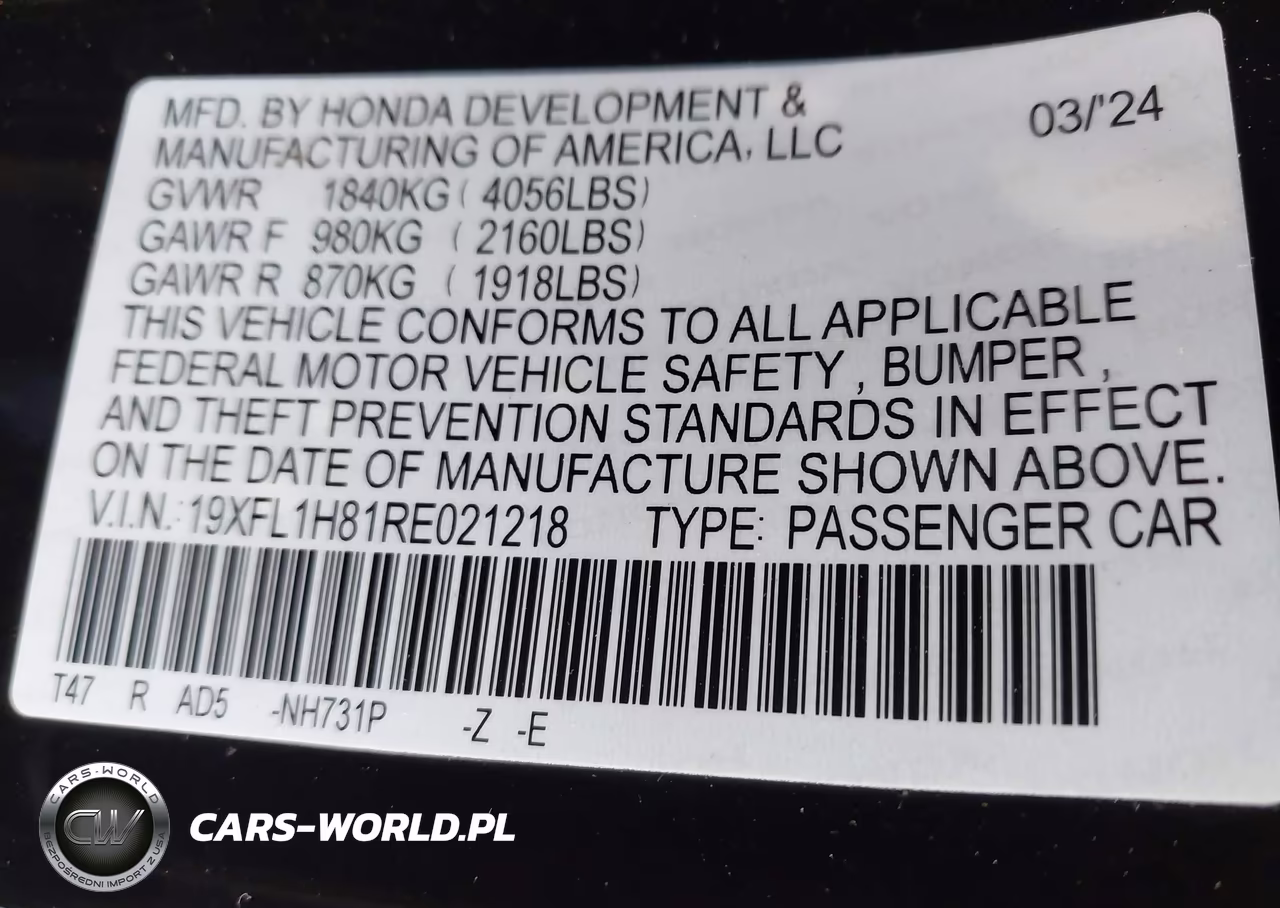 2024 Honda Civic Sport Touring VIN:19XFL1H81RE021218 - 9