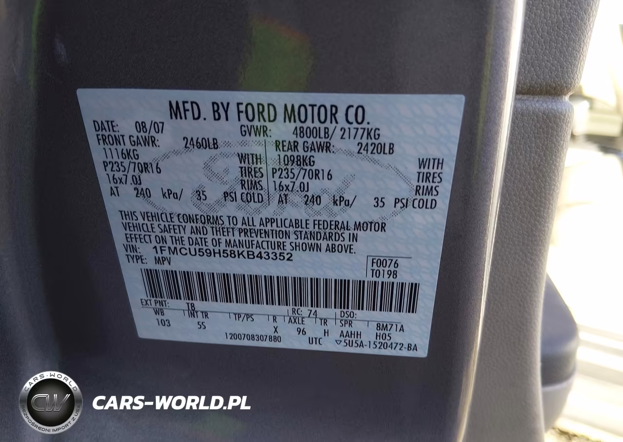 2008 Ford Escape Hybrid VIN:1FMCU59H58KB43352 - 9