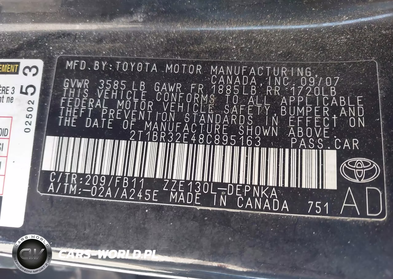 2008 Toyota Corolla Le VIN:2T1BR32E48C895163 - 9