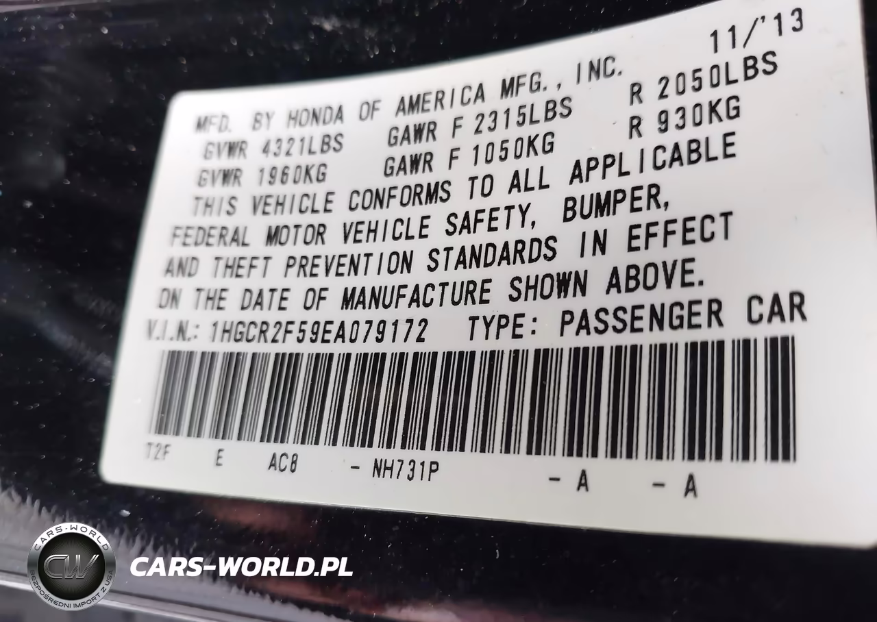 2014 Honda Accord Sport VIN:1HGCR2F59EA079172 - 9