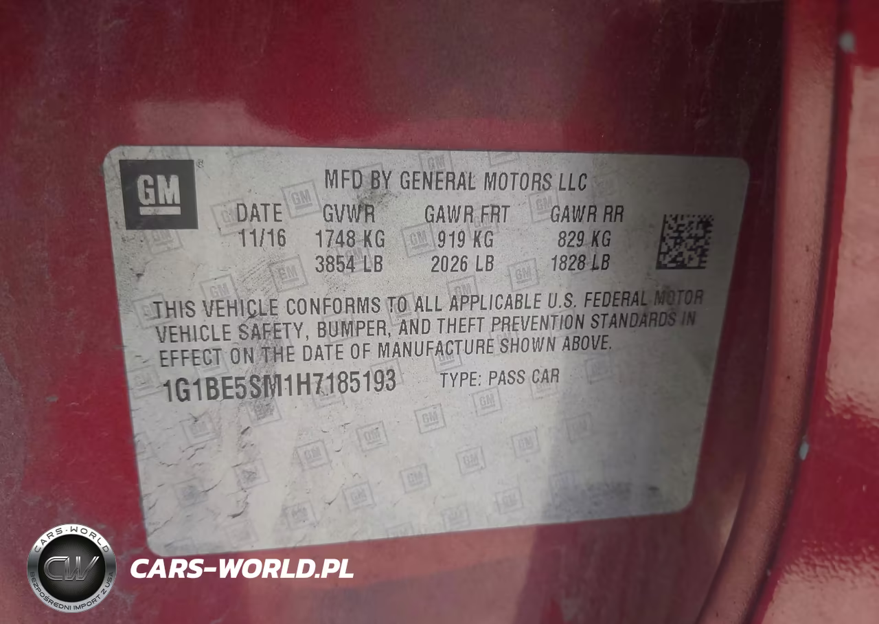 2017 Chevrolet Cruze Lt Auto VIN:1G1BE5SM1H7185193 - 9