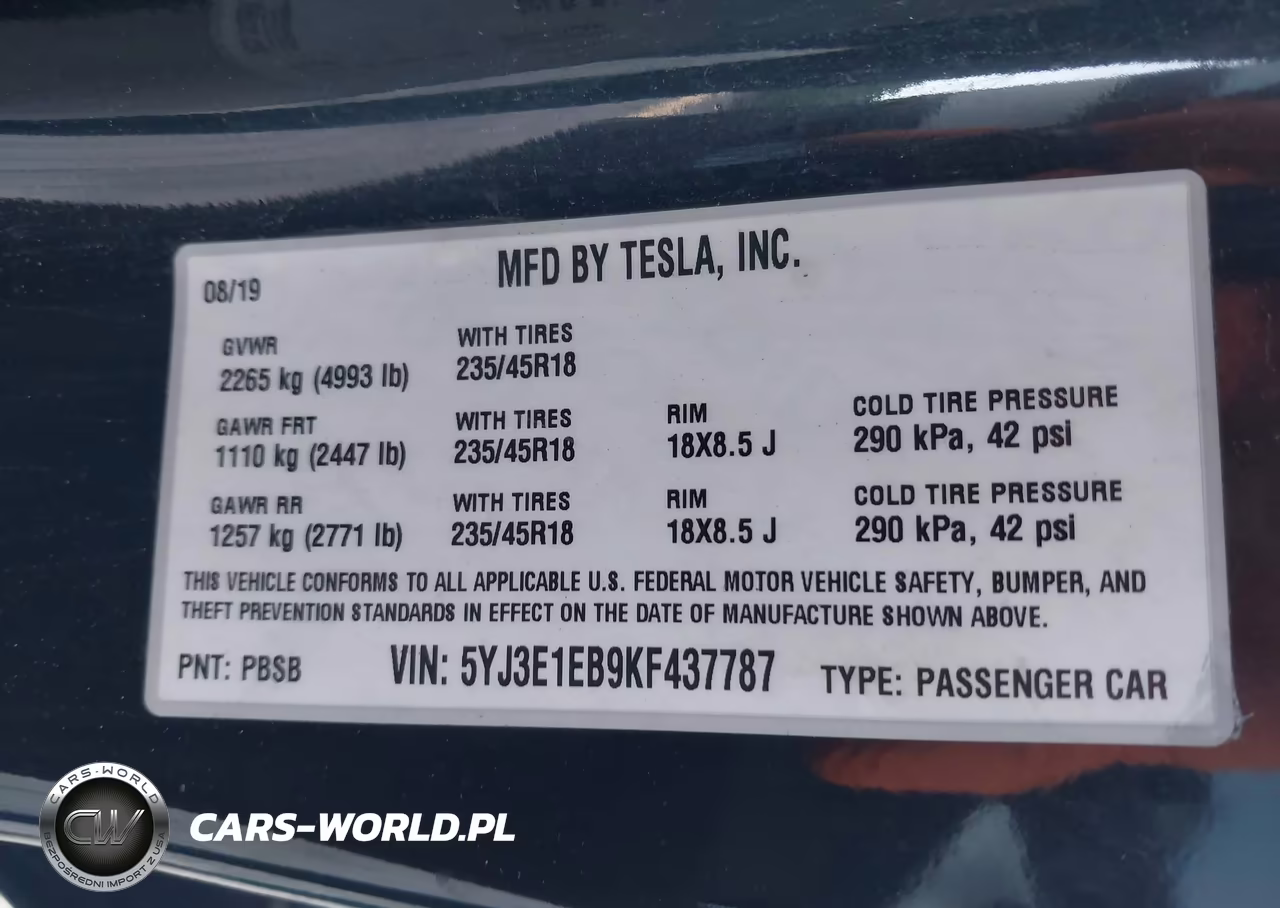 2019 Tesla Model 3 Long Range-Performance VIN:5YJ3E1EB9KF437787 - 9