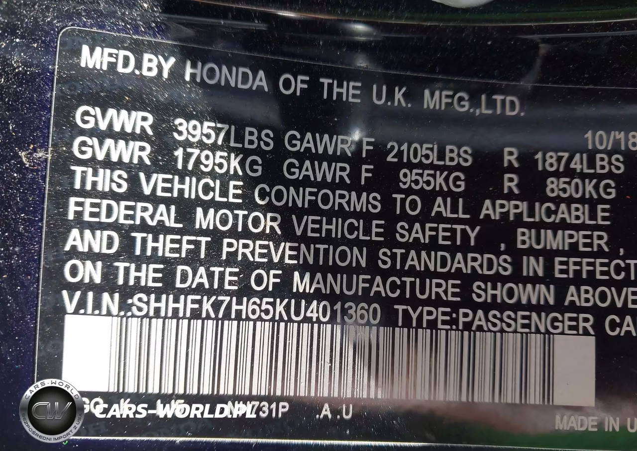 2019 Honda Civic Ex VIN:SHHFK7H65KU401360 - 9