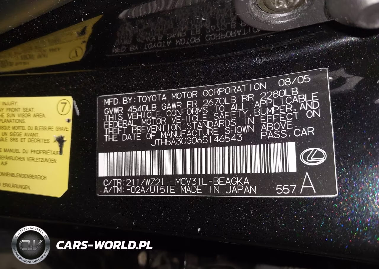 2006 Lexus Es 330 VIN:JTHBA30G065146543 - 9