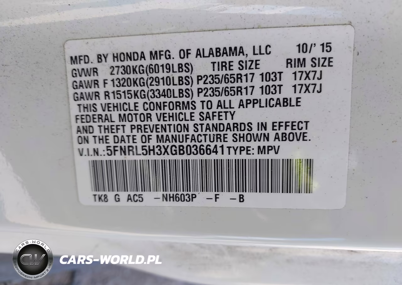 2016 Honda Odyssey Se VIN:5FNRL5H3XGB036641 - 9