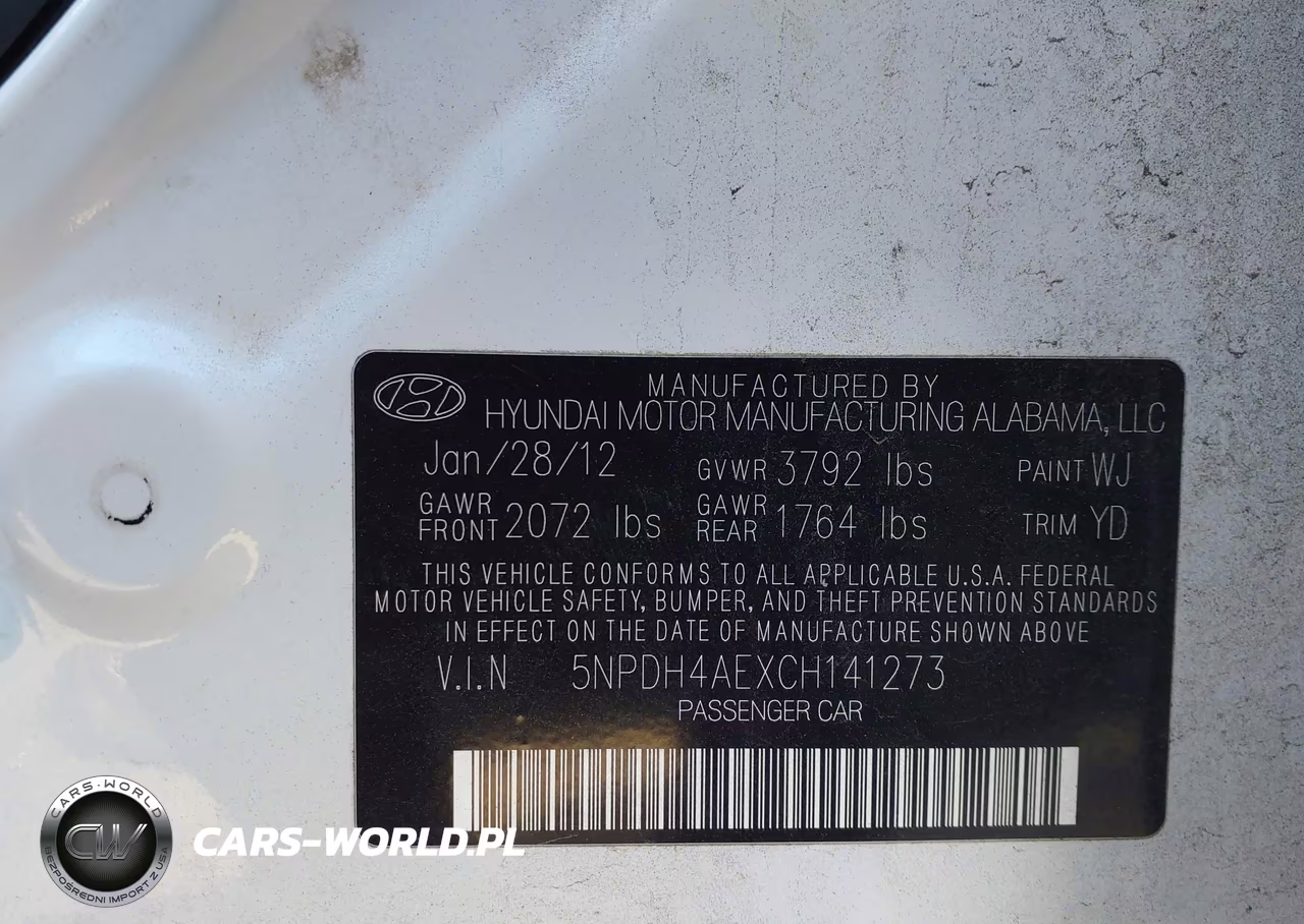 2012 Hyundai Elantra Gls VIN:5NPDH4AEXCH141273 - 9
