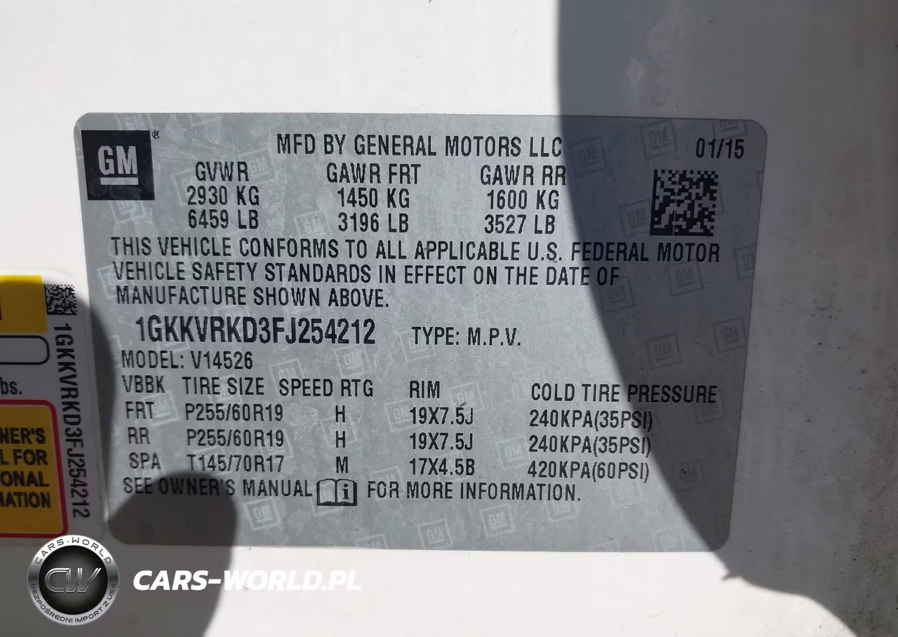 2015 GMC Acadia Slt-1 VIN:1GKKVRKD3FJ254212 - 9