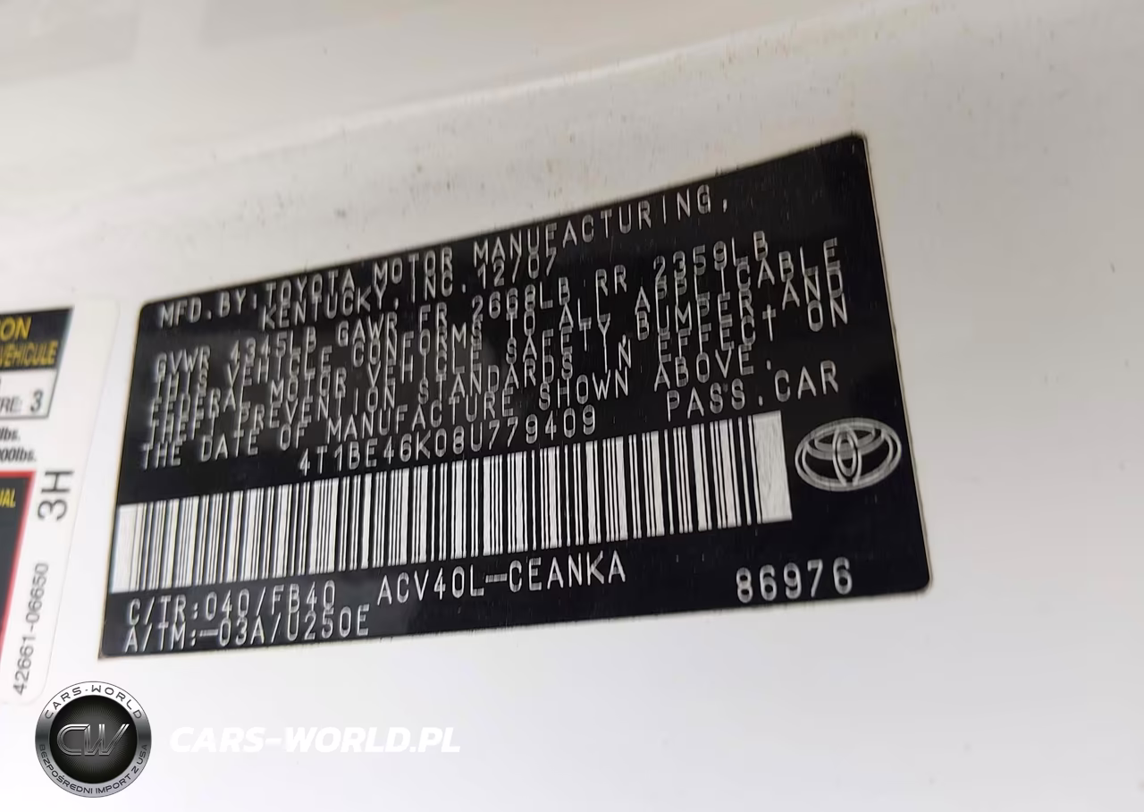 2008 Toyota Camry Le VIN:4T1BE46K08U779409 - 9