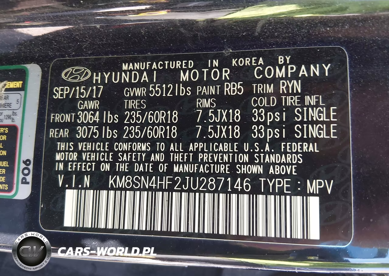 2018 Hyundai Santa Fe Se VIN:KM8SN4HF2JU287146 - 9