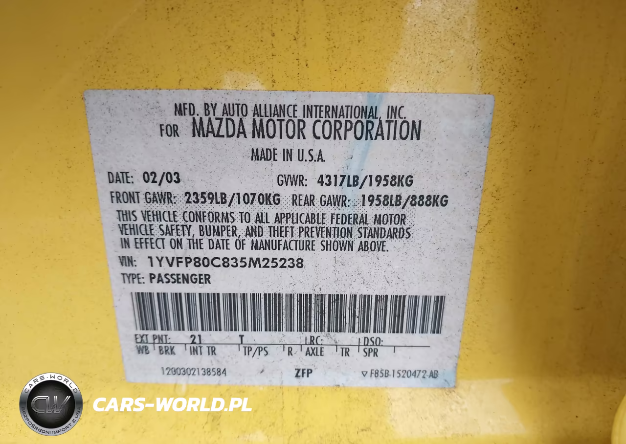2003 Mazda Mazda6 I VIN:1YVFP80C835M25238 - 9