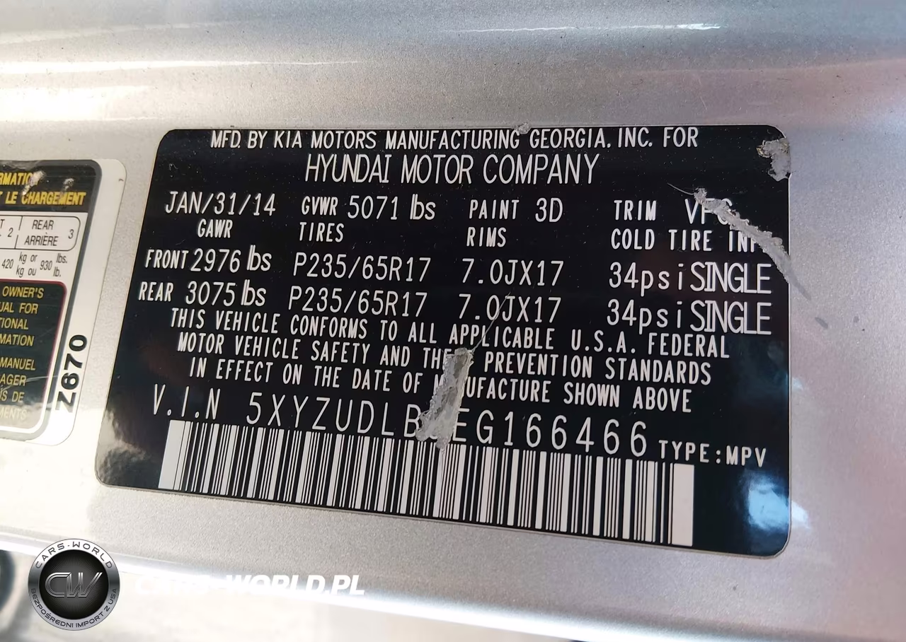 2014 Hyundai Santa Fe Sport 2.4L VIN:5XYZUDLB5EG166466 - 9