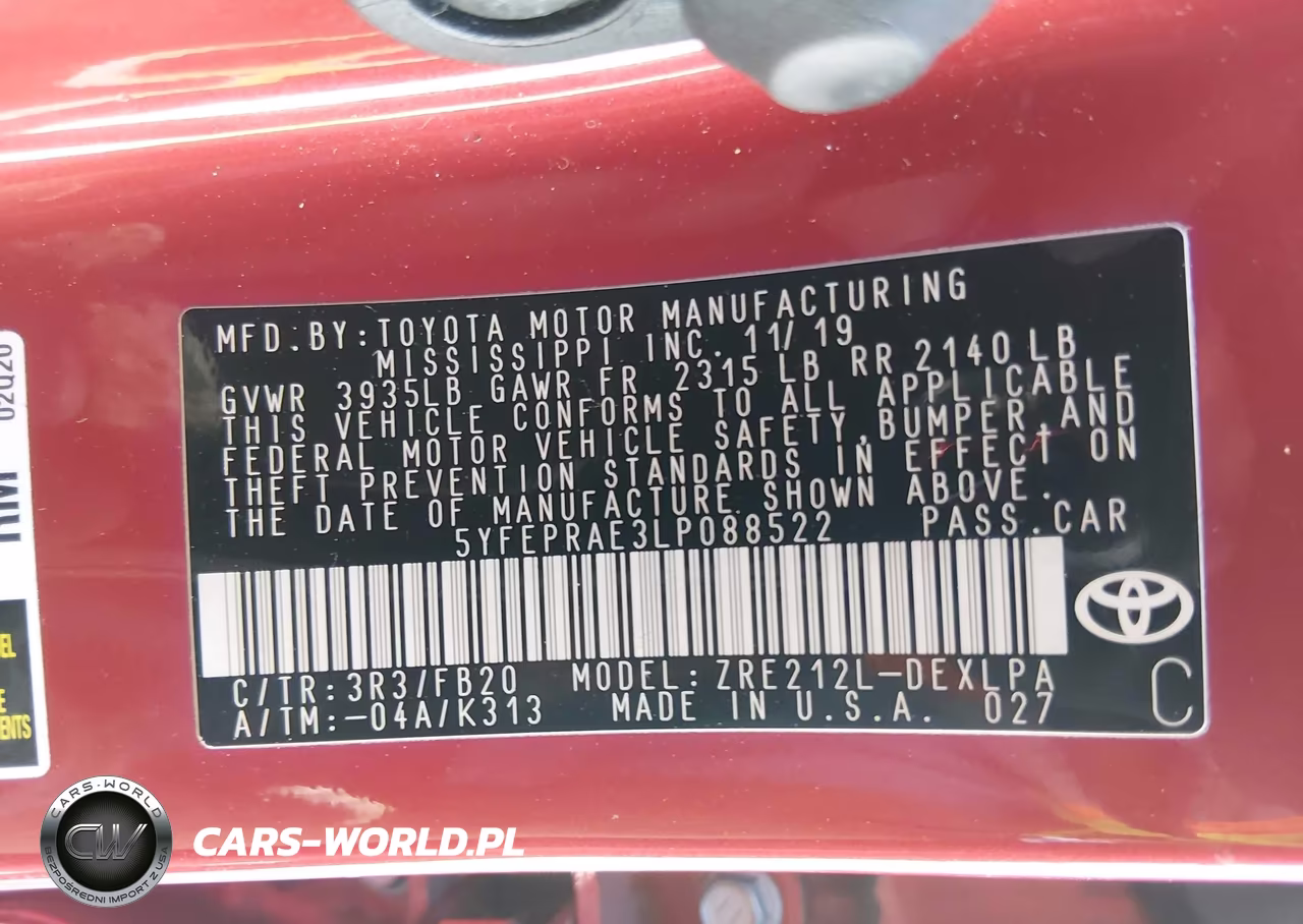 2020 Toyota Corolla Le VIN:5YFEPRAE3LP088522 - 9