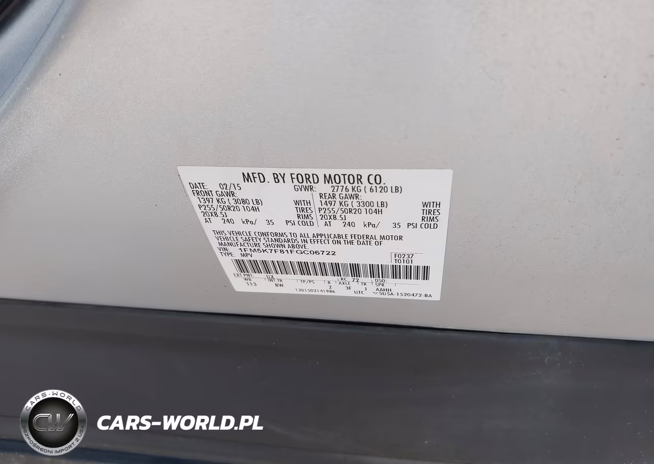 2015 Ford Explorer Limited VIN:1FM5K7F81FGC06722 - 9