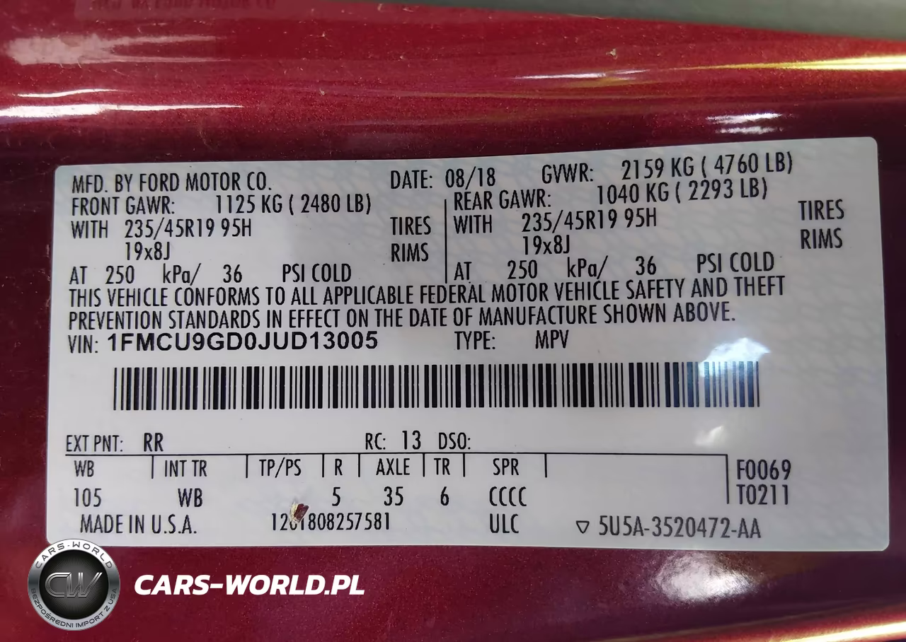2018 Ford Escape Se VIN:1FMCU9GD0JUD13005 - 9