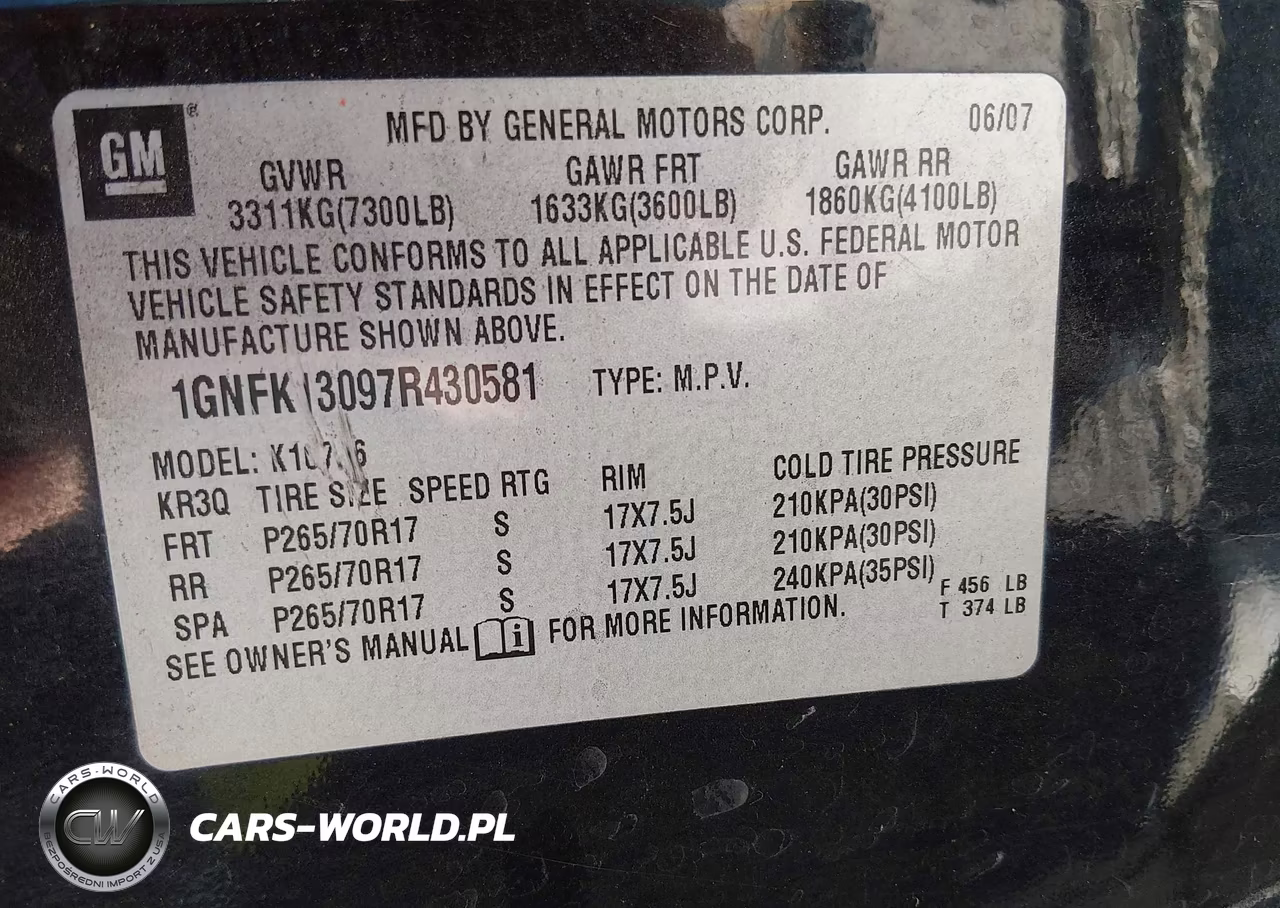 2007 Chevrolet Tahoe Lt VIN:1GNFK13097R430581 - 9