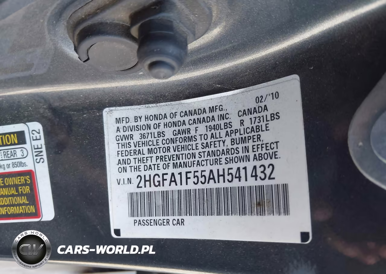 2010 Honda Civic Lx VIN:2HGFA1F55AH541432 - 9