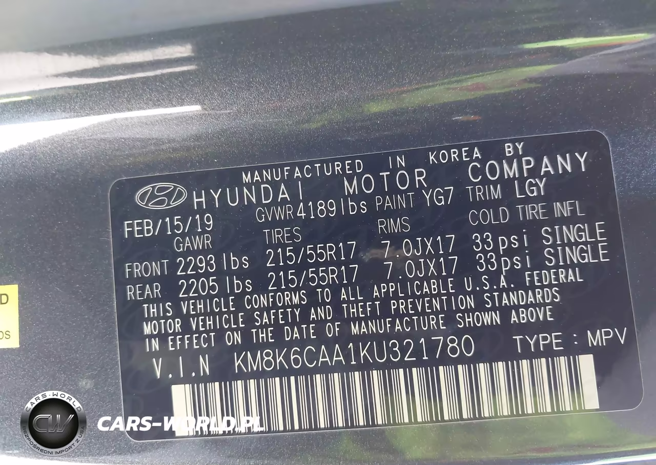 2019 Hyundai Kona Sel VIN:KM8K6CAA1KU321780 - 9